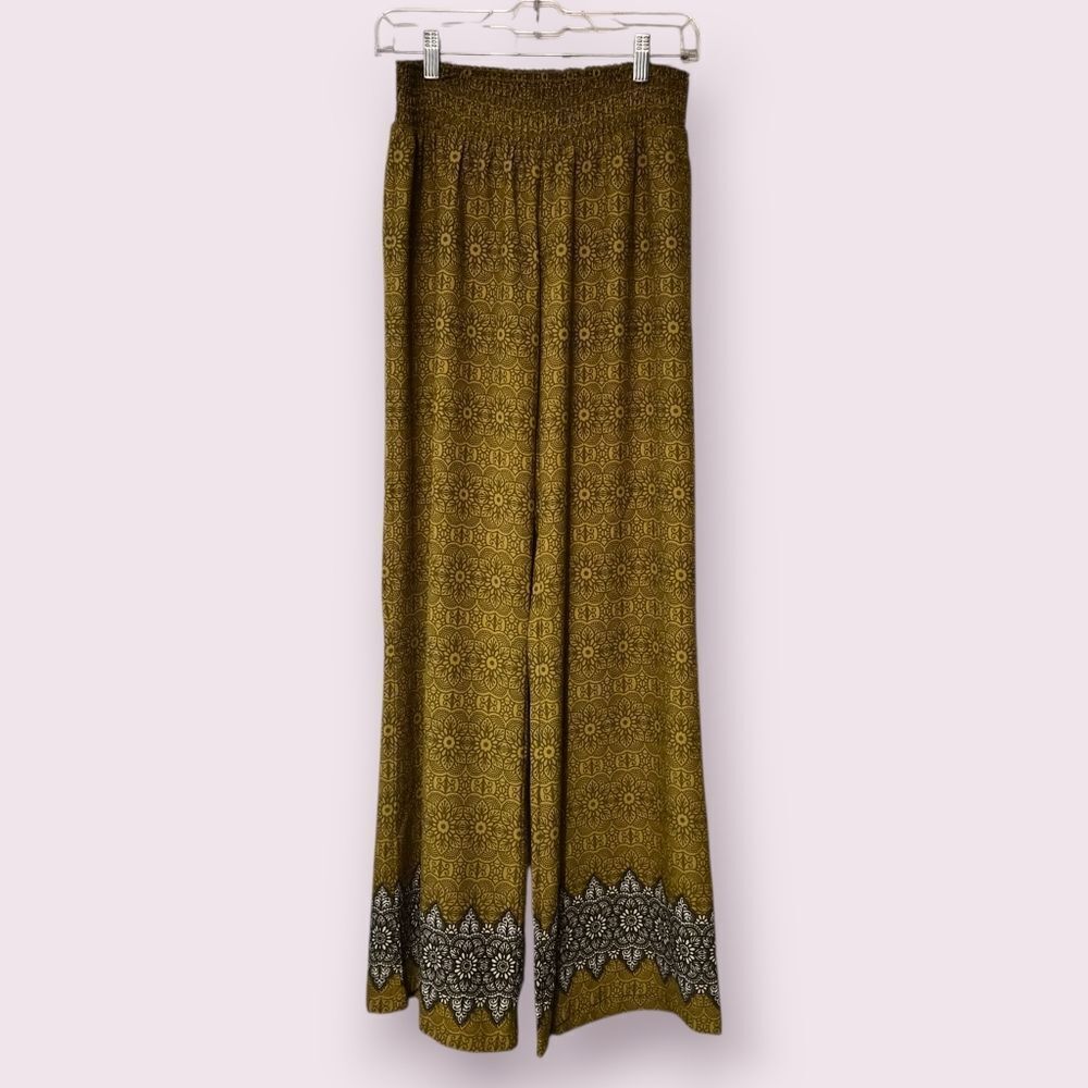 Prana Isadora Palazzo Wide Legged Women's Pants Size Medium Yellow Floral Boho